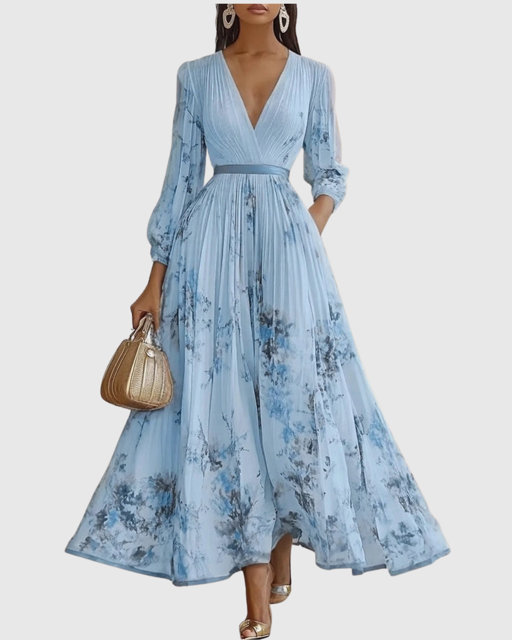 Rowella | Vestido maxi plisado elegante