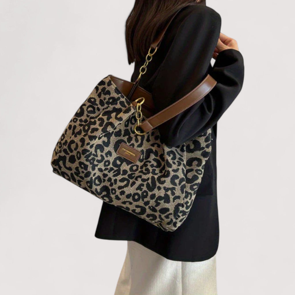 Lévrier – Bolsa de lona con estampado de leopardo