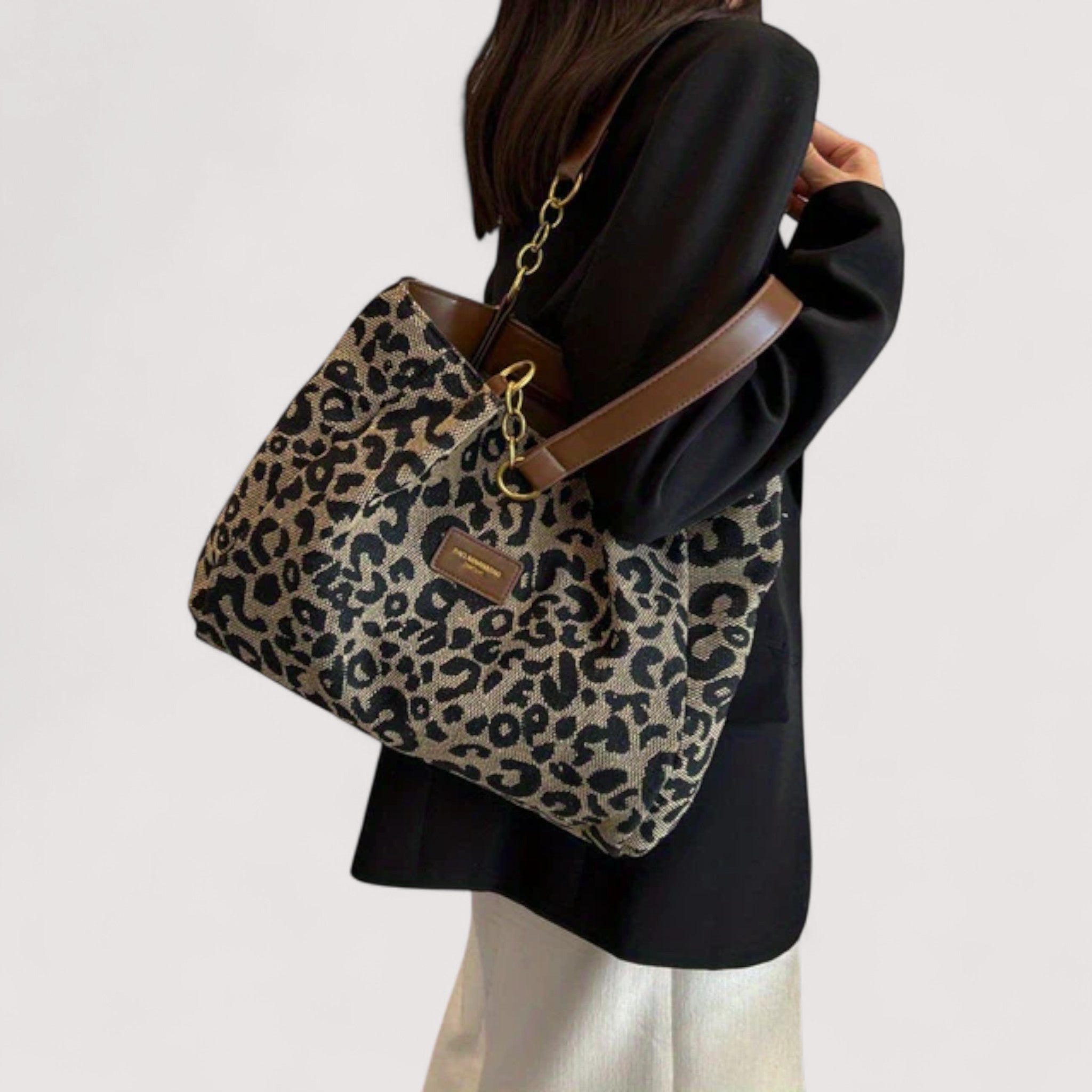 Lévrier – Bolsa de lona con estampado de leopardo