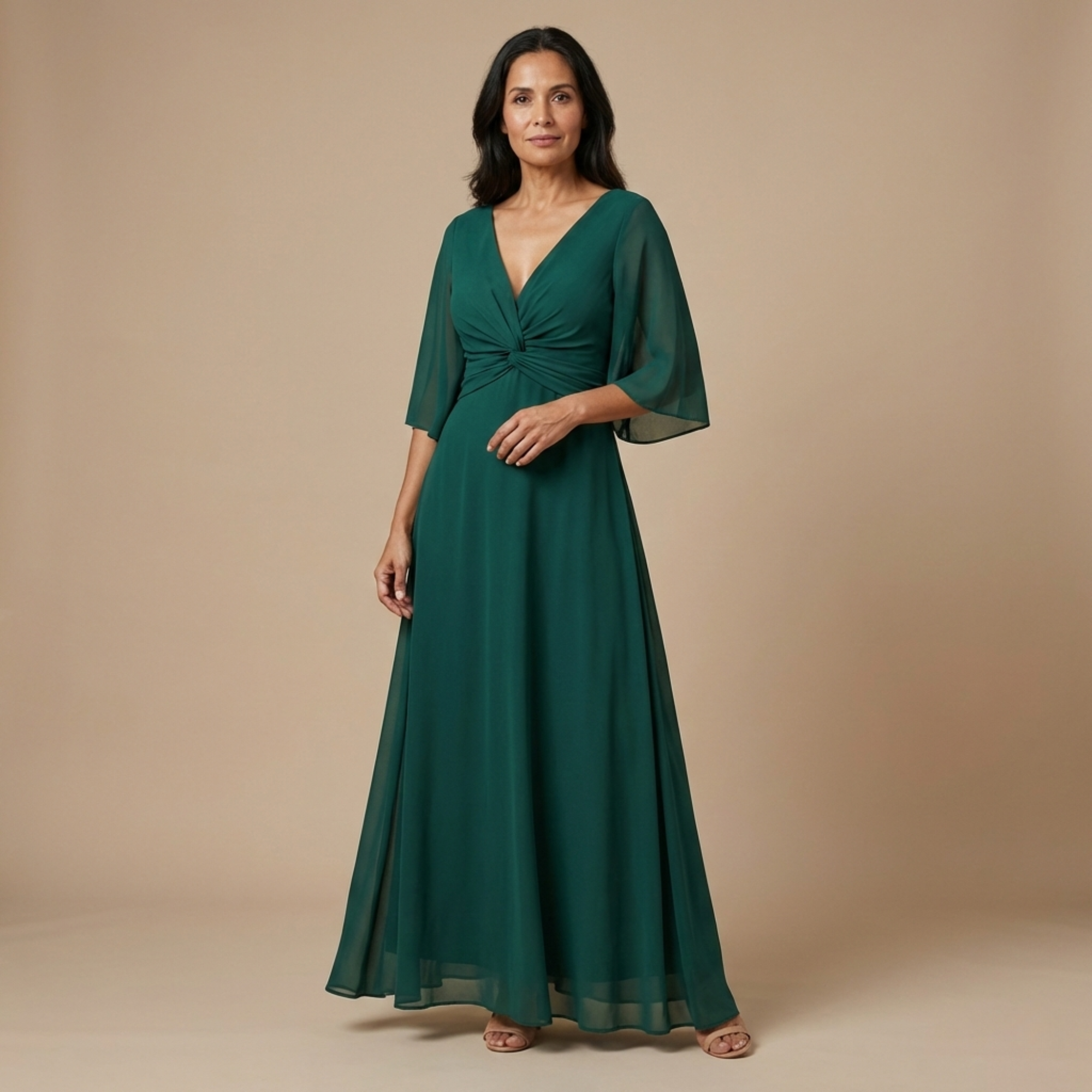 Lucía - Vestido de chiffon con escote en V