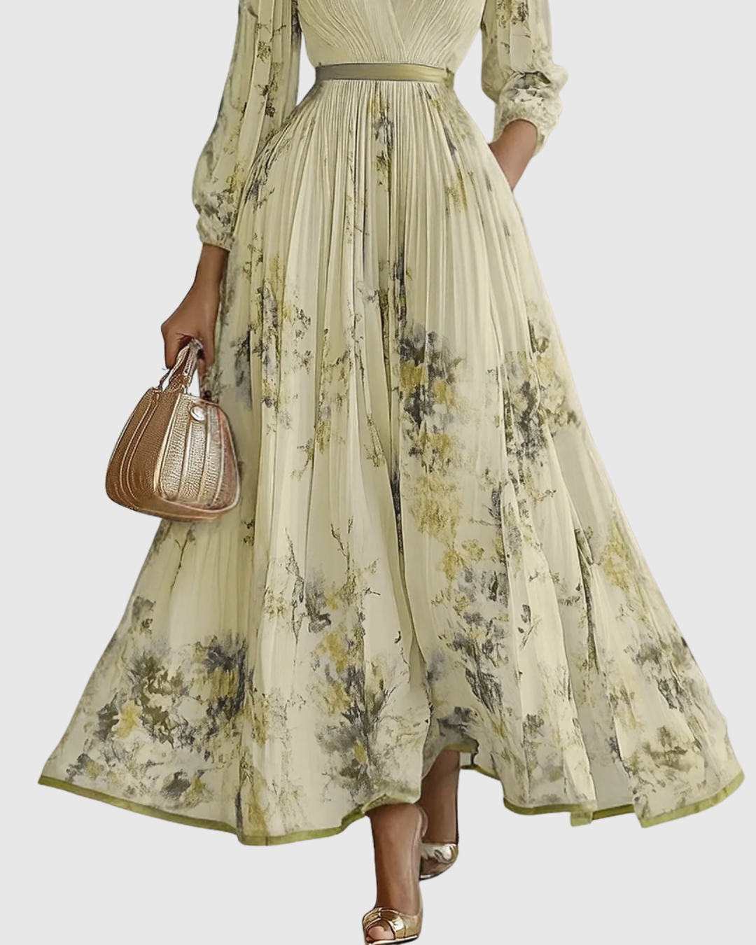 Rowella | Vestido maxi plisado elegante