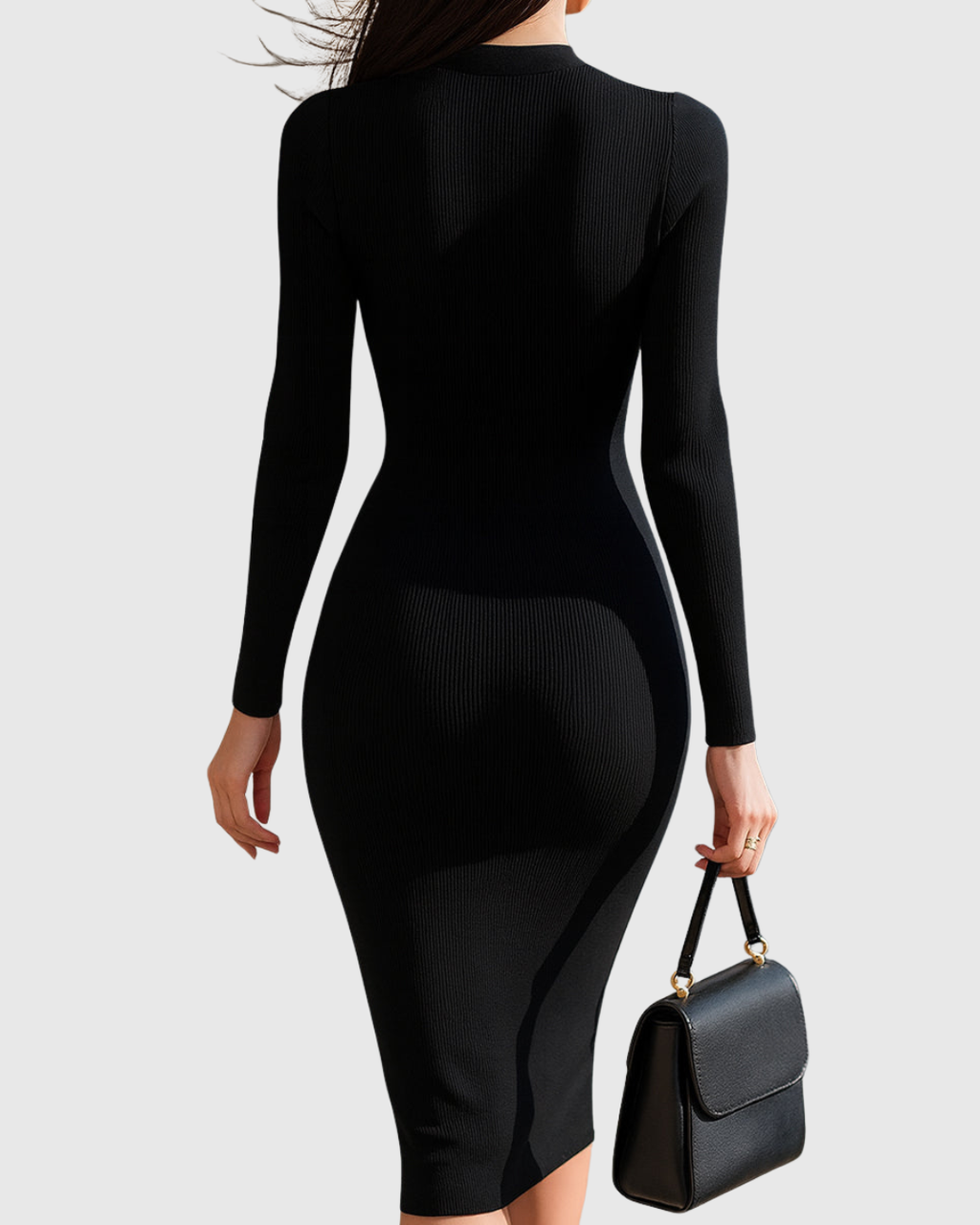 Eadwine | Vestido midi de punto acanalado con cremallera frontal