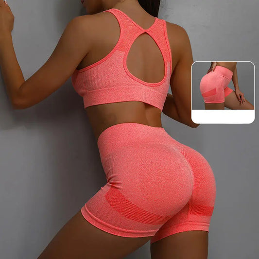Conjunto Deportivo para Mujer – Sujetador y Pantalones Cortos, Yoga y Fitness