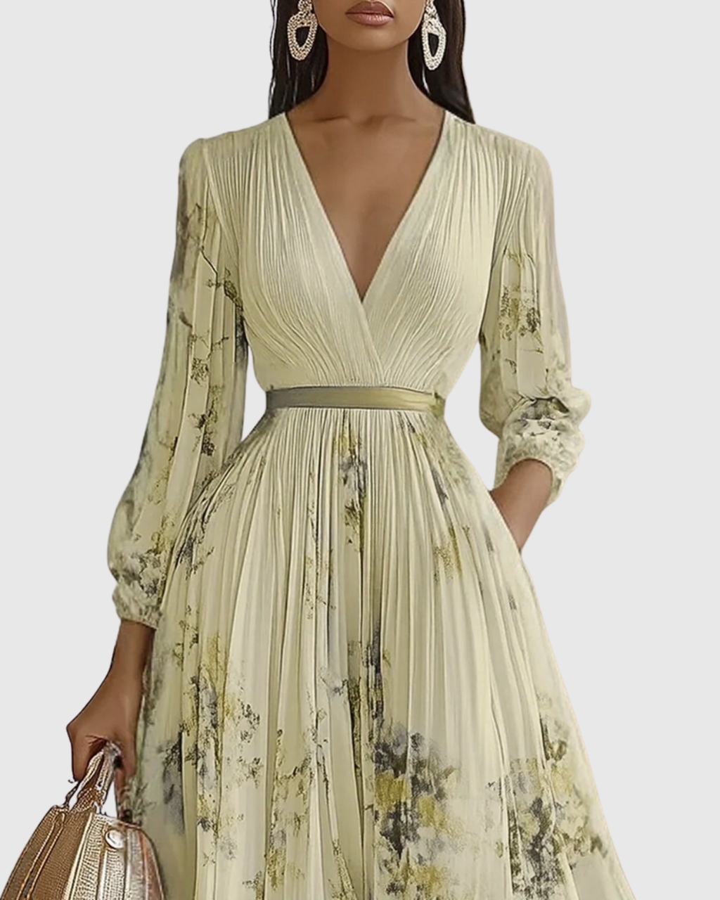 Rowella | Vestido maxi plisado elegante
