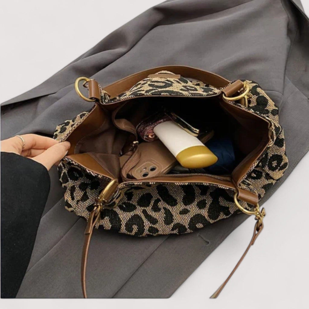 Lévrier – Bolsa de lona con estampado de leopardo