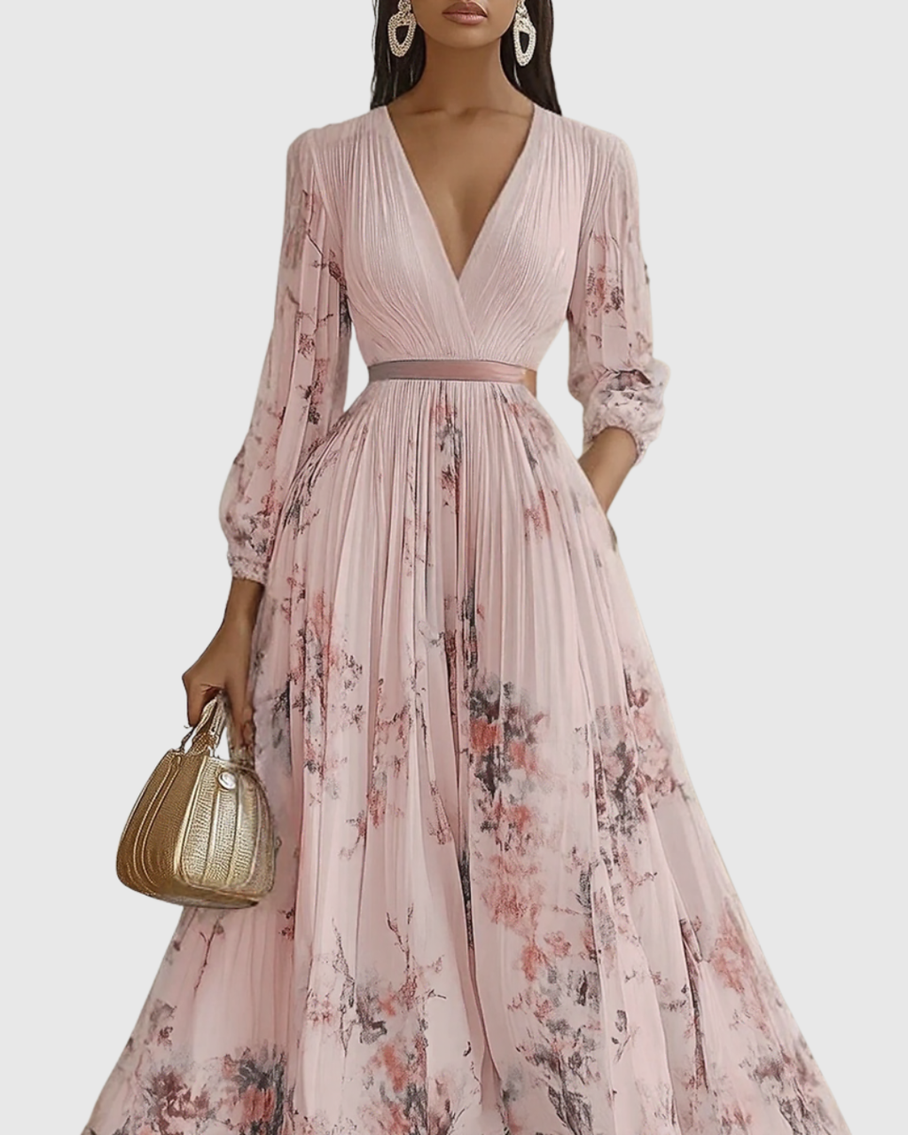 Rowella | Vestido maxi plisado elegante