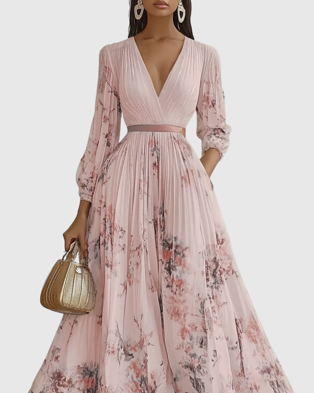 Rowella | Vestido maxi plisado elegante