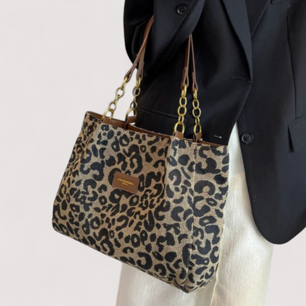 Lévrier – Bolsa de lona con estampado de leopardo