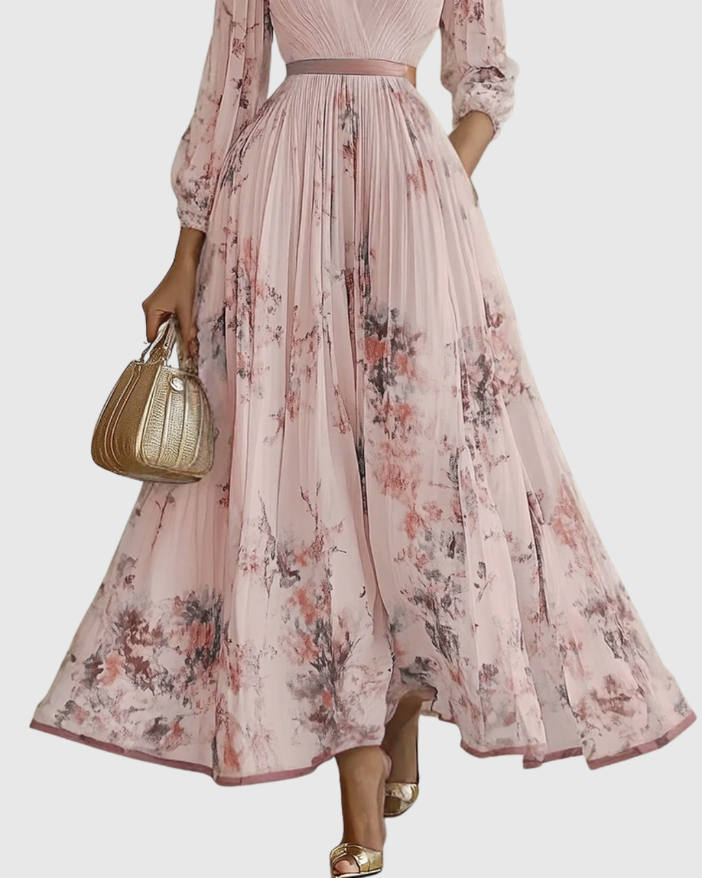 Rowella | Vestido maxi plisado elegante