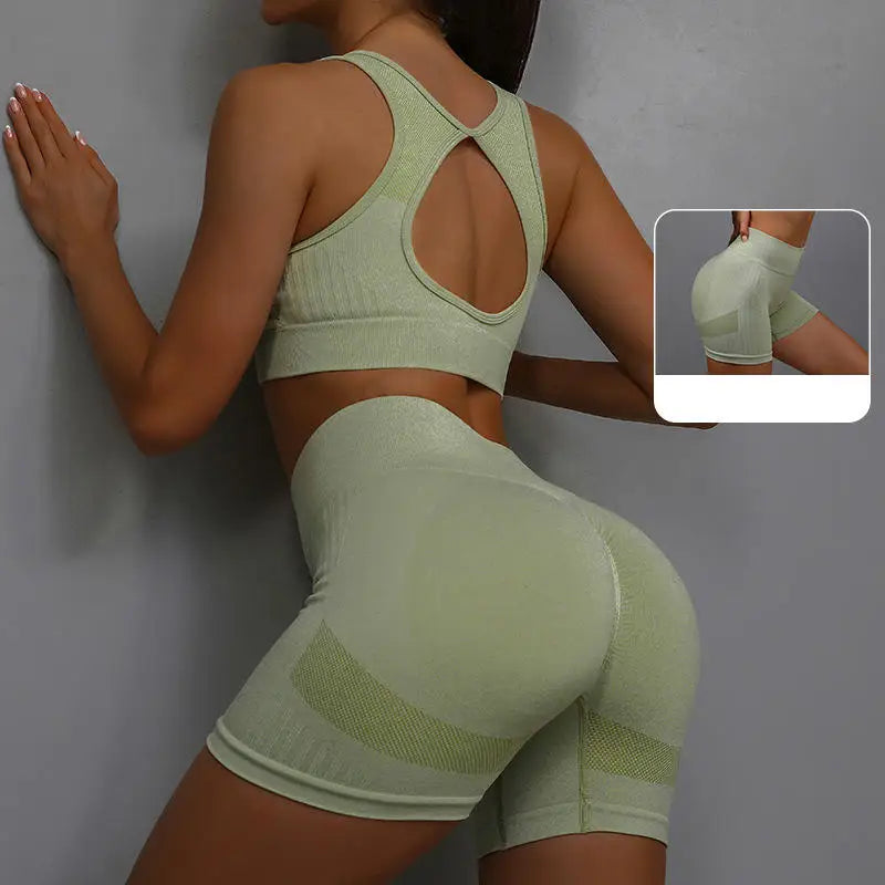 Conjunto Deportivo para Mujer – Sujetador y Pantalones Cortos, Yoga y Fitness