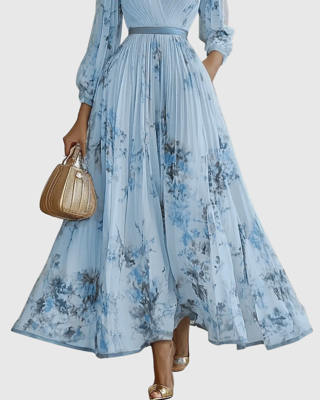 Rowella | Vestido maxi plisado elegante
