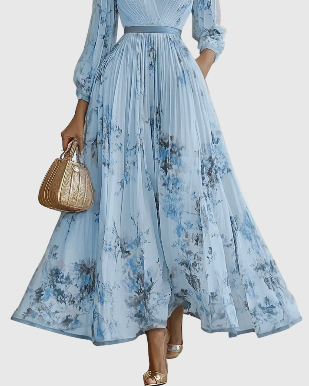 Rowella | Vestido maxi plisado elegante