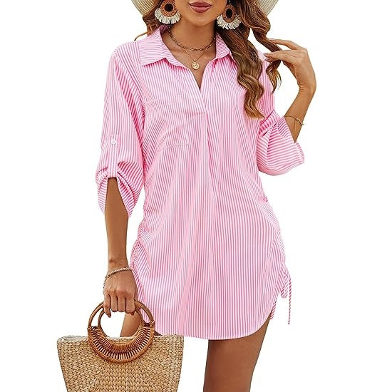 Megan | Camisa de playa vaporosa con cintura ajustable