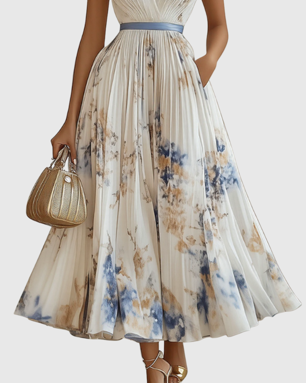 Rowella | Vestido maxi plisado elegante