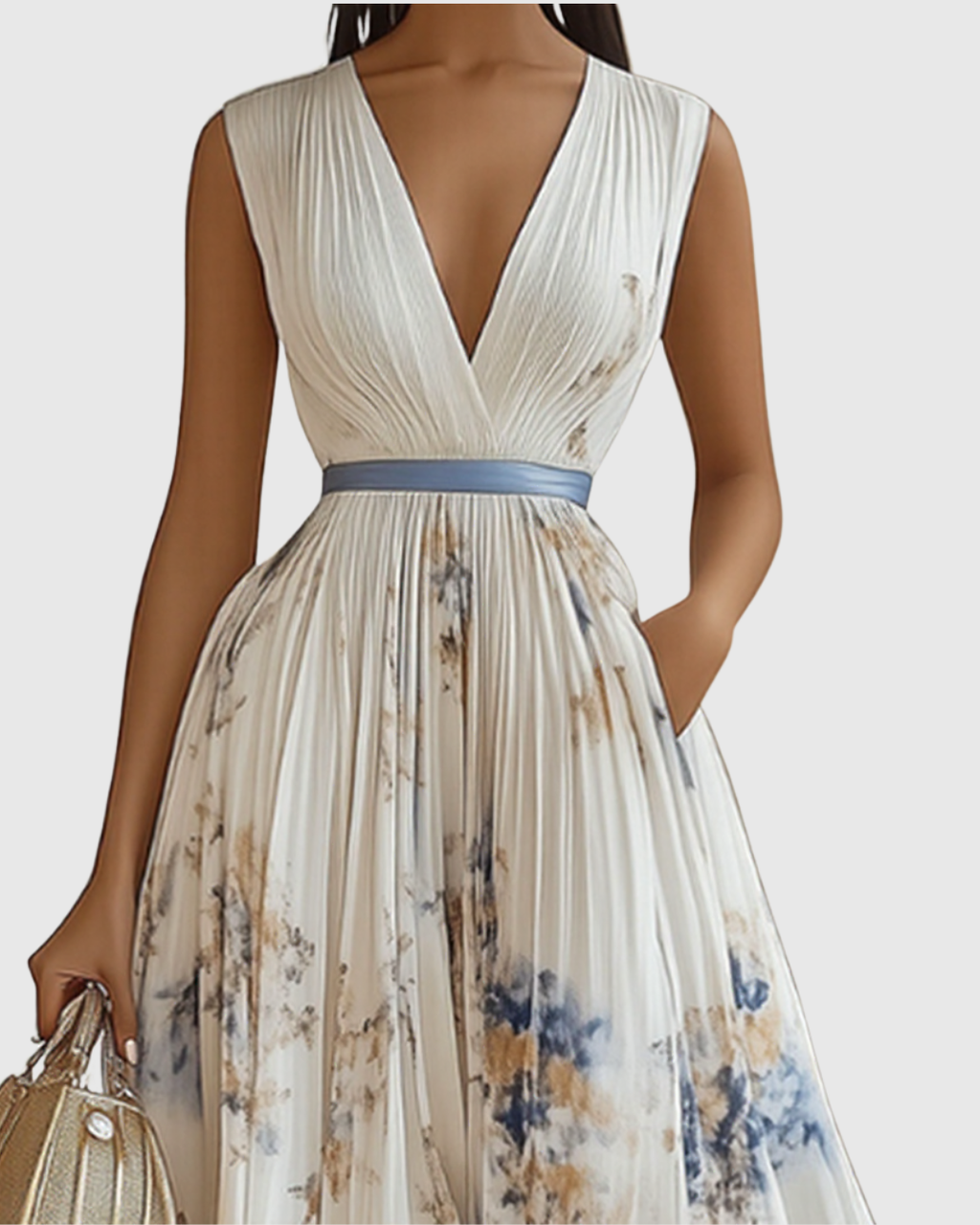 Rowella | Vestido maxi plisado elegante