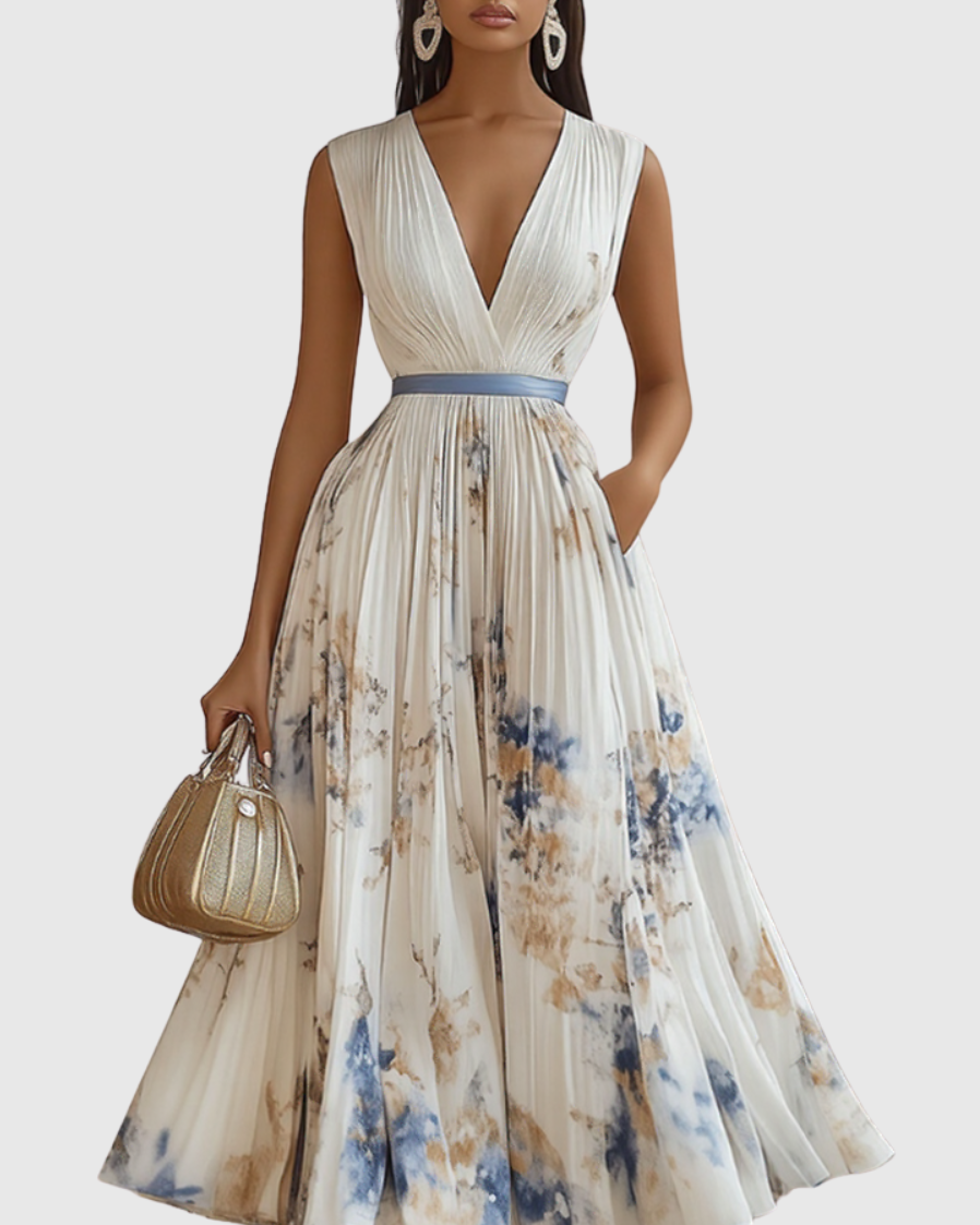 Rowella | Vestido maxi plisado elegante