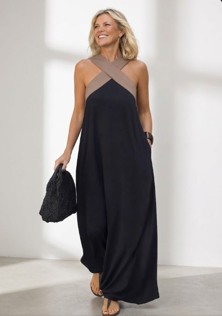 Iva - Vestido maxi con tirantes cruzados