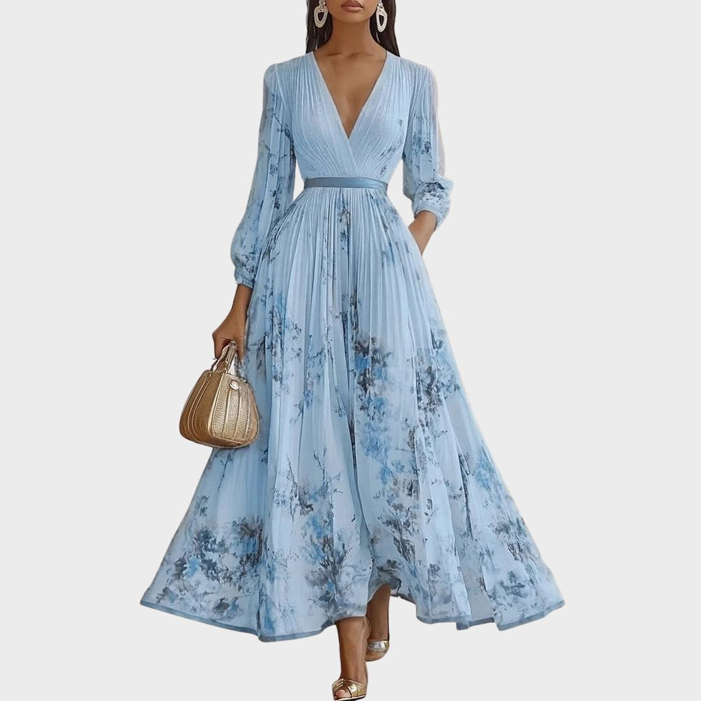 Rowella | Vestido maxi plisado elegante