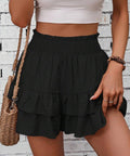 GAIL™ - Shorts casual bohemios con volantes en capas
