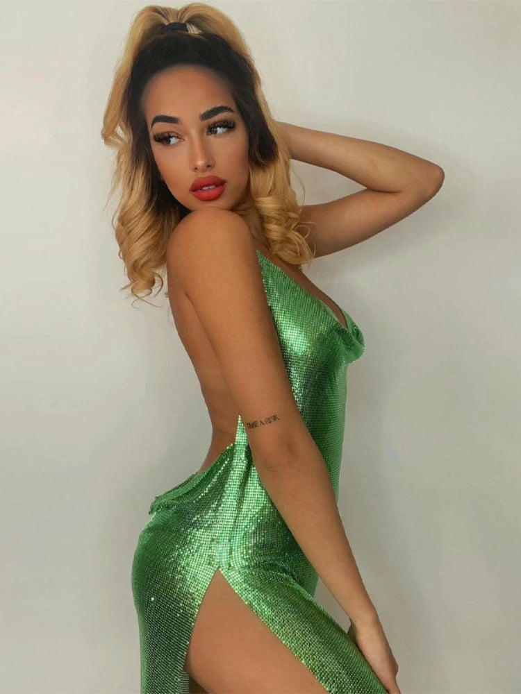 Vestido Corto Mujer – Fiesta, Cuello Colgante y Espalda Abierta