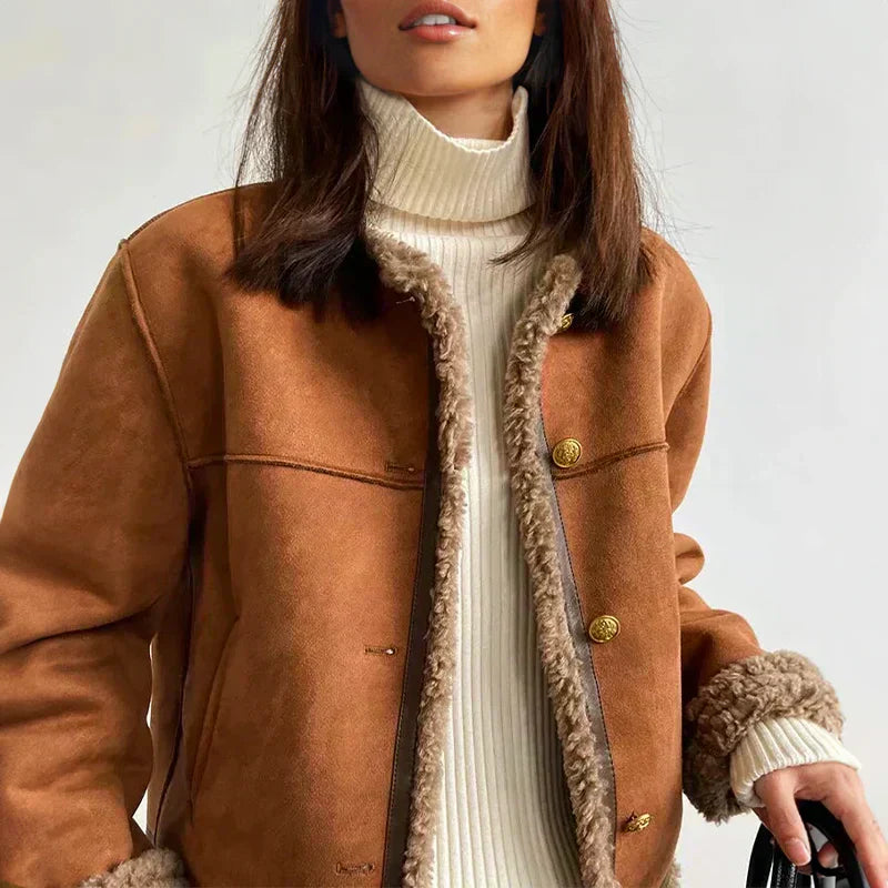 Isabella | Chaqueta de piel de borrego con botones