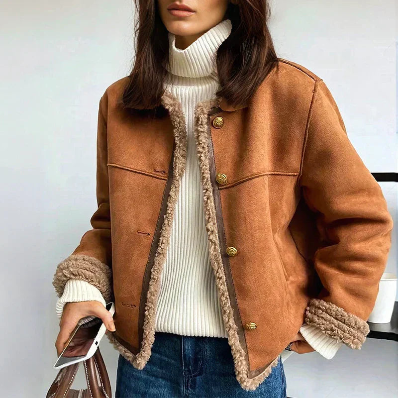 Isabella | Chaqueta de piel de borrego con botones