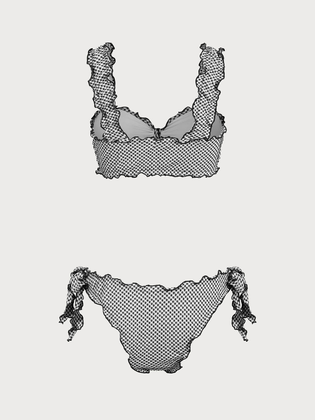 Conjunto de bikini con diseño retorcido a cuadros azules