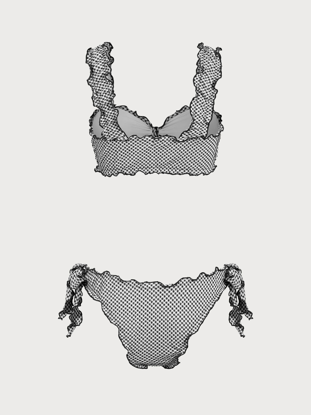 Conjunto de bikini con diseño retorcido a cuadros azules