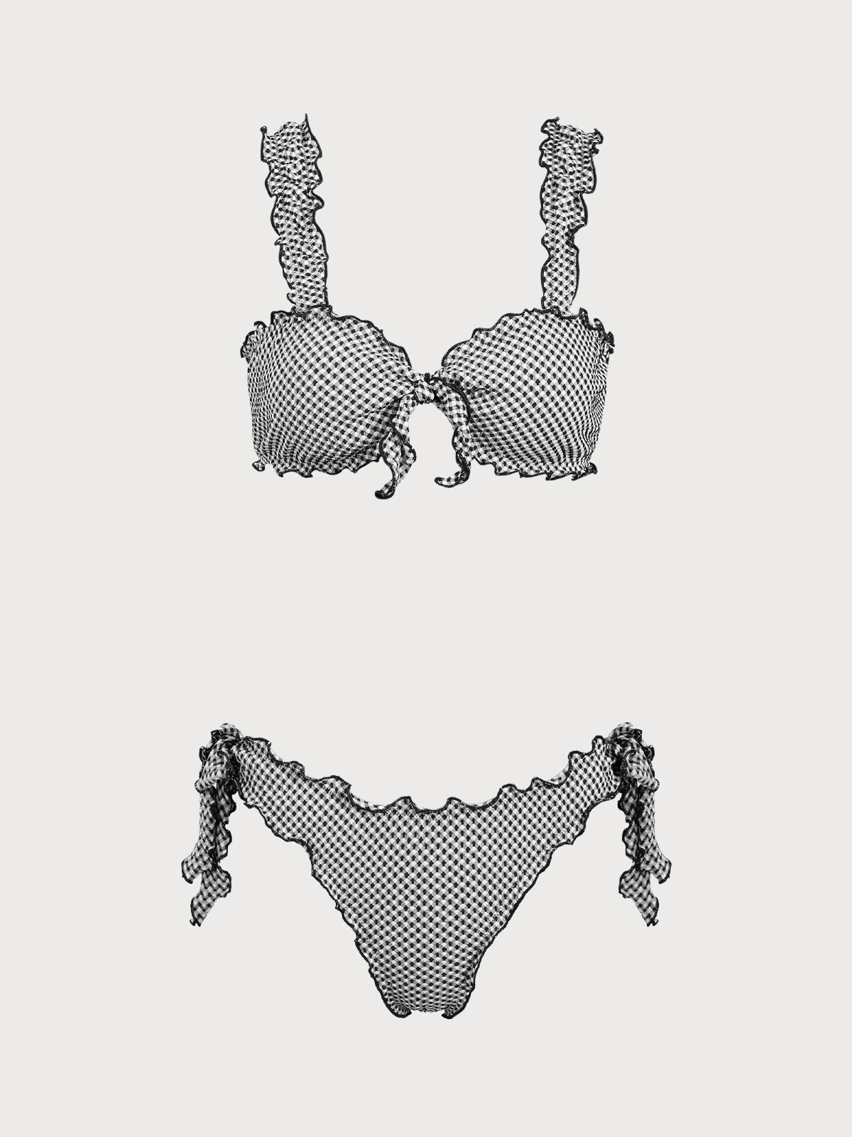 Conjunto de bikini con diseño retorcido a cuadros azules
