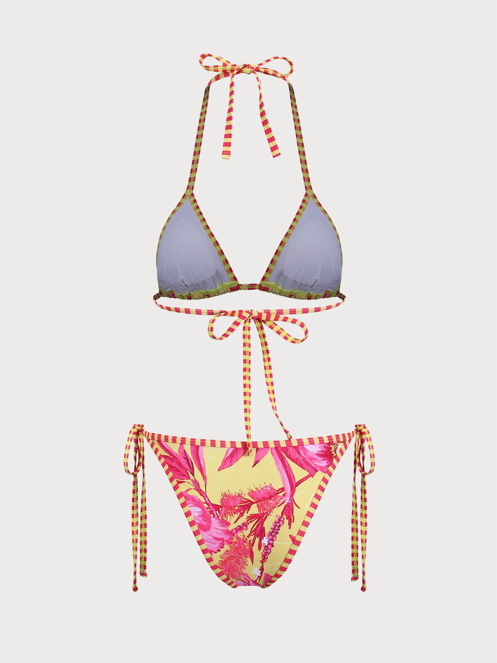 Conjunto de bikini con estampado floral amarillo
