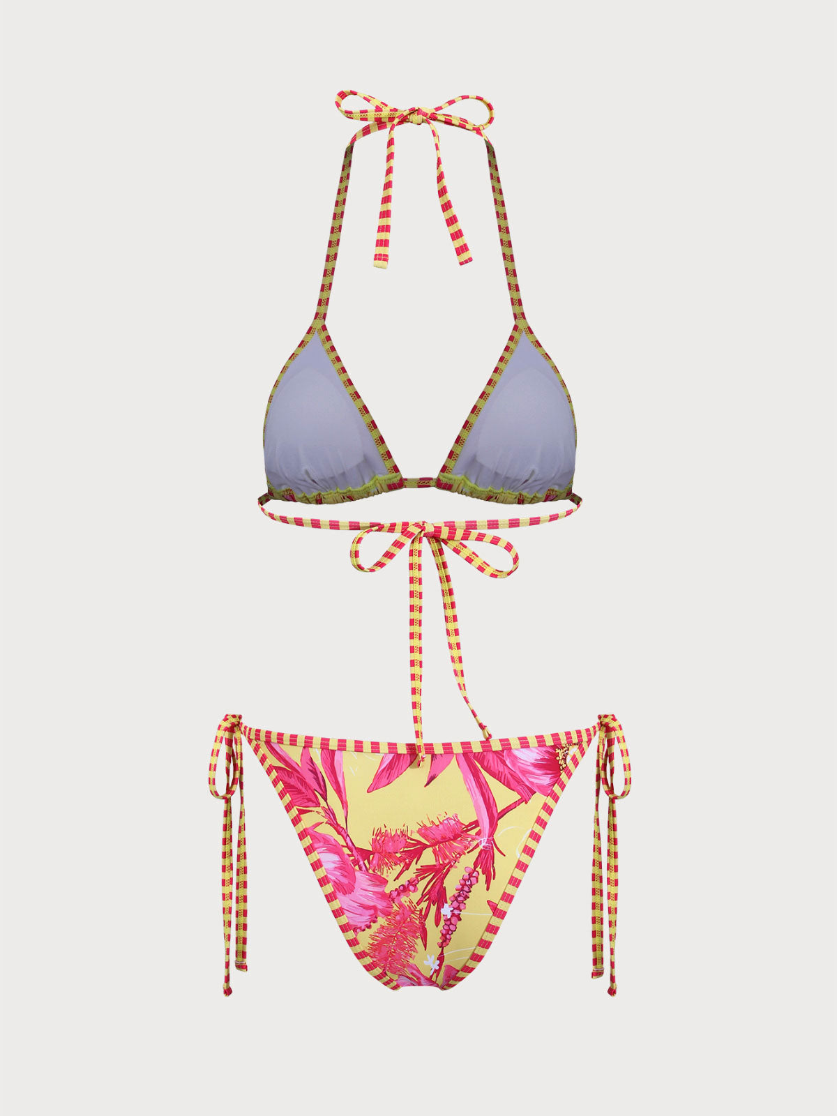 Conjunto de bikini con estampado floral amarillo