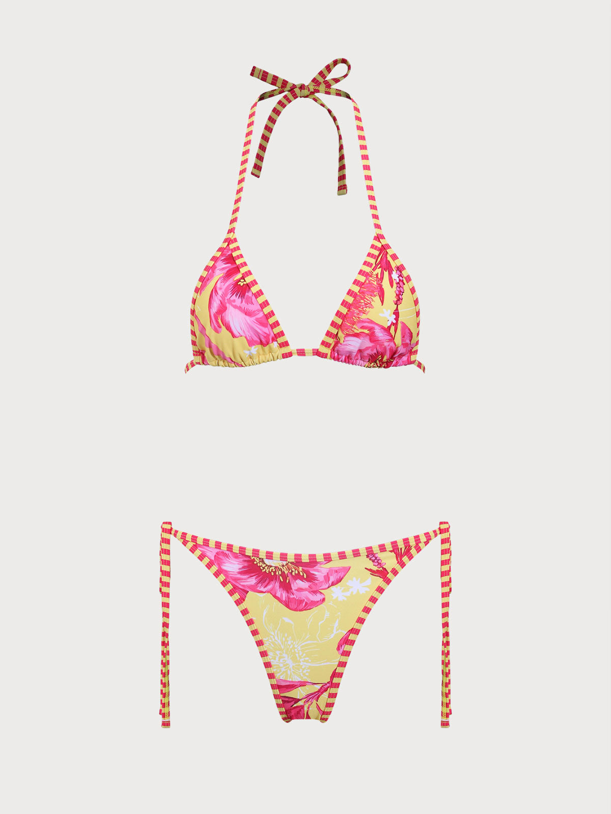 Conjunto de bikini con estampado floral amarillo