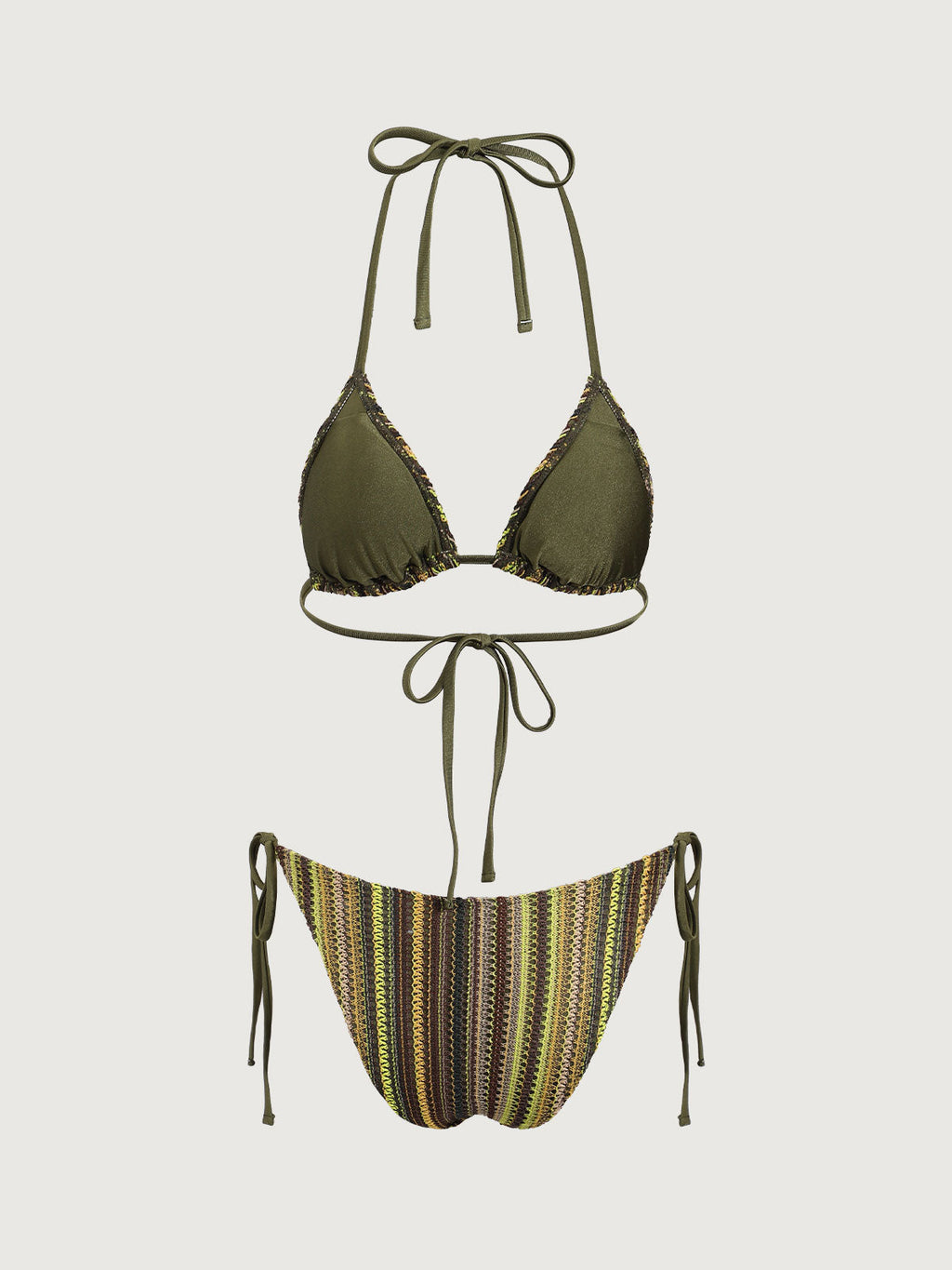 Conjunto de bikini halter de malla vintage verde