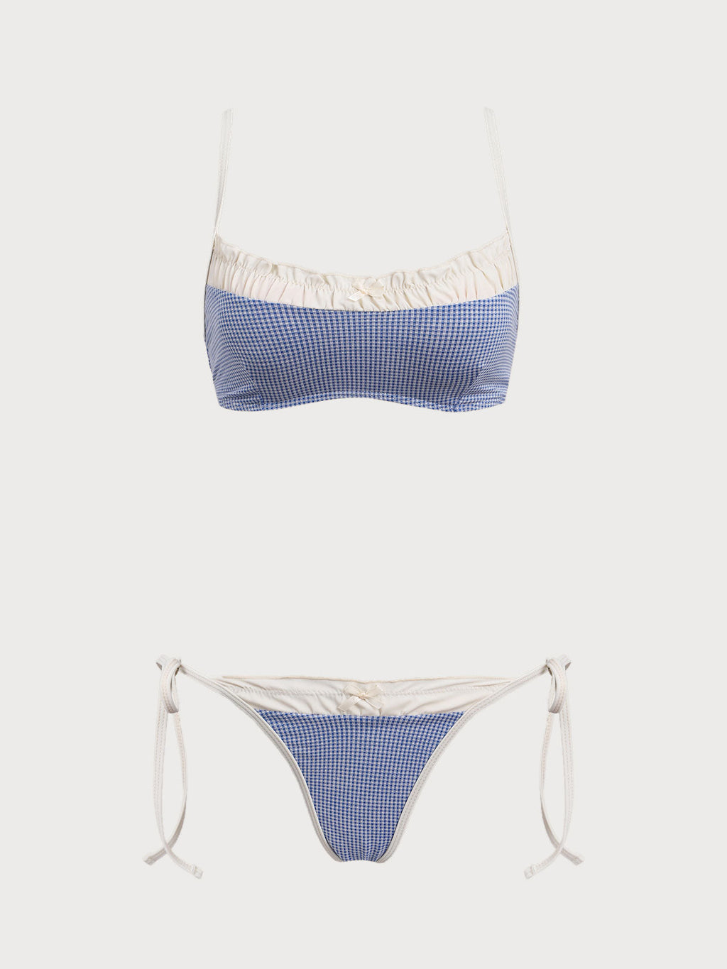 Conjunto de bikini pequeño a cuadros azul vintage