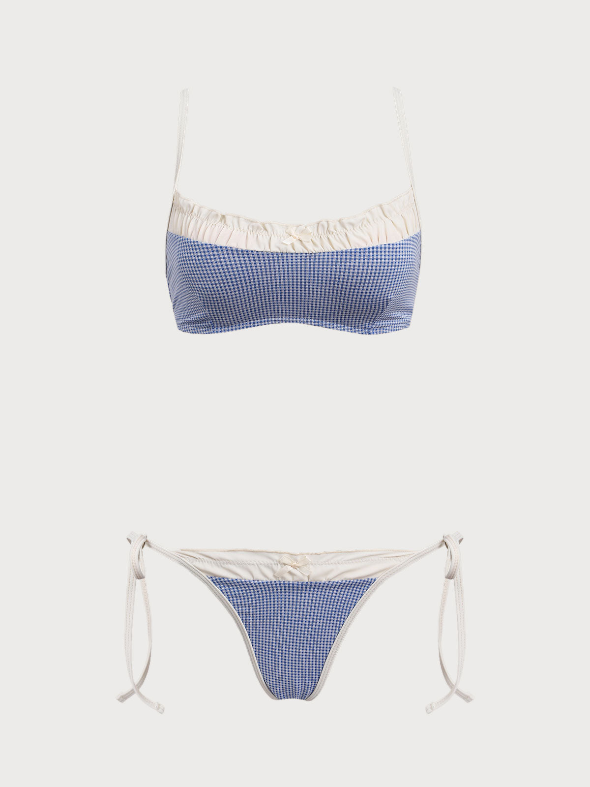 Conjunto de bikini pequeño a cuadros azul vintage