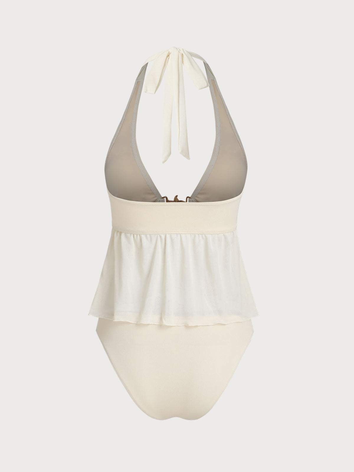 Conjunto de tankini de malla color blanco roto decorado con estrellas de mar
