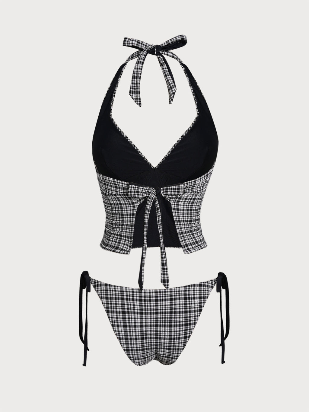 Conjunto de tankini de punto negro a cuadros