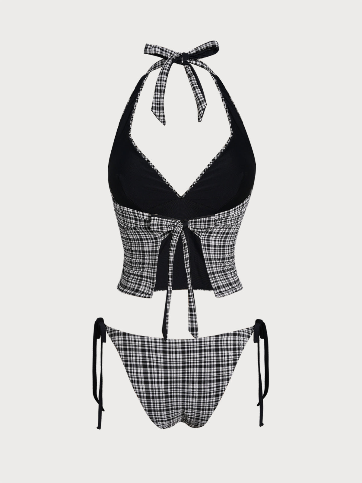 Conjunto de tankini de punto negro a cuadros